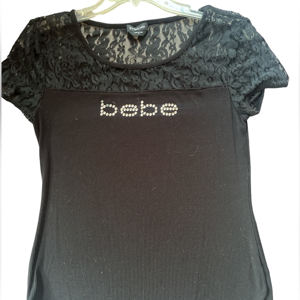 Bebe lace embellished top